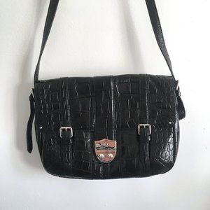 Ralph Lauren Black Croc Satchel Bag with Duster